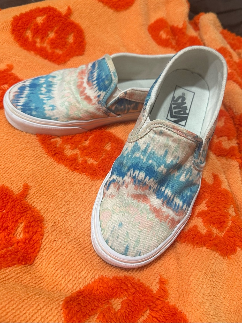 Vans Women's Tie-Dye Slip-On Sneakers in Blue and Pink